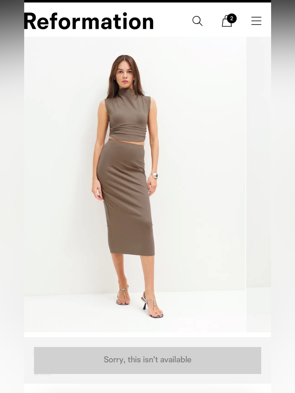Reformation Foster Knit Two Piece Shitake - Size XS - Picture 2 of 10